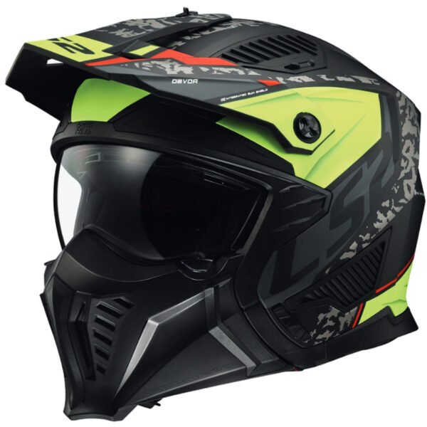 LS2 DRIFTER DEVOR BLACK HI-VIS YELLOW Offroad Kaciga za Motor Quad ATV